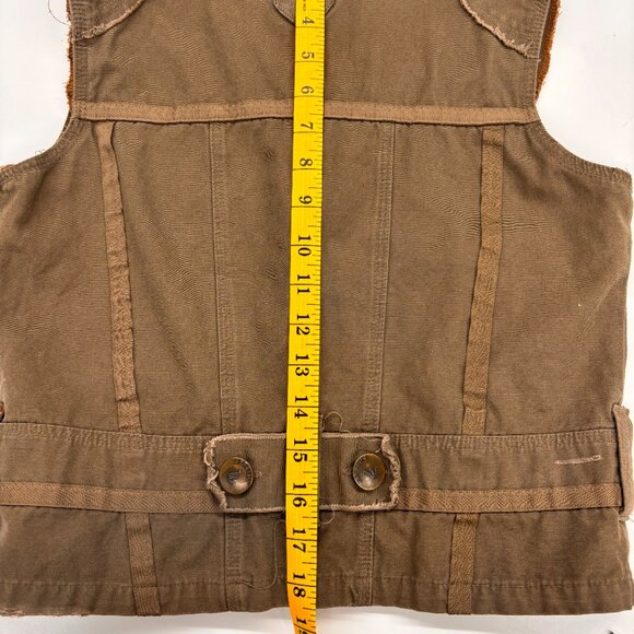 Khaki Utilitarian Army Military Look Vest by Nitrogen Size S Distressed - Picture 15 of 15
